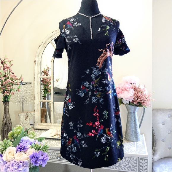 🍒EUC🍒 TED BAKER COLD SHOULDER DRESS - Picture 1 of 9